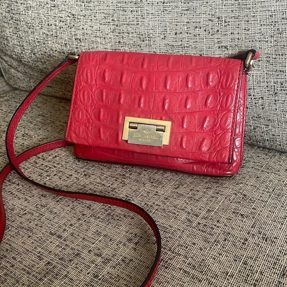 Kate Spade Leather Red Alligator Small Crossbody